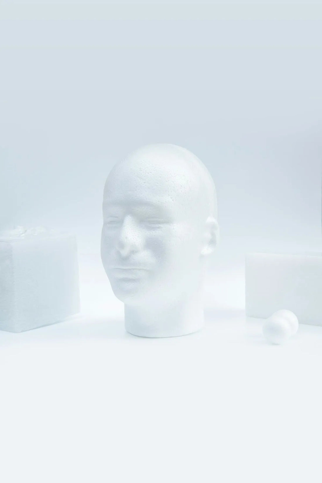 white ceramic head bust on white surface