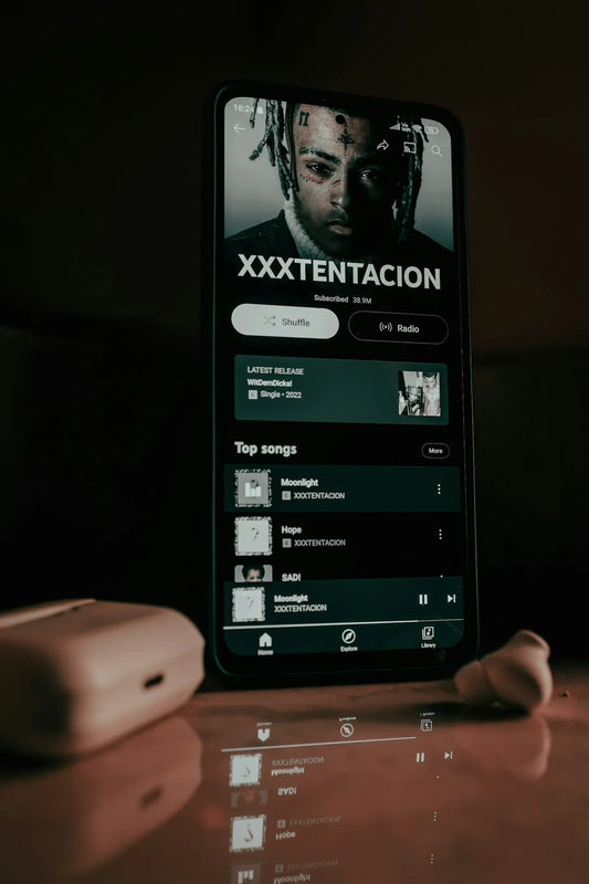 a close up of a cell phone on a table