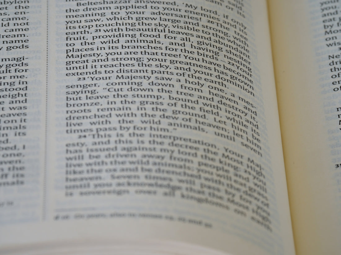 a close up of an open book with words on it