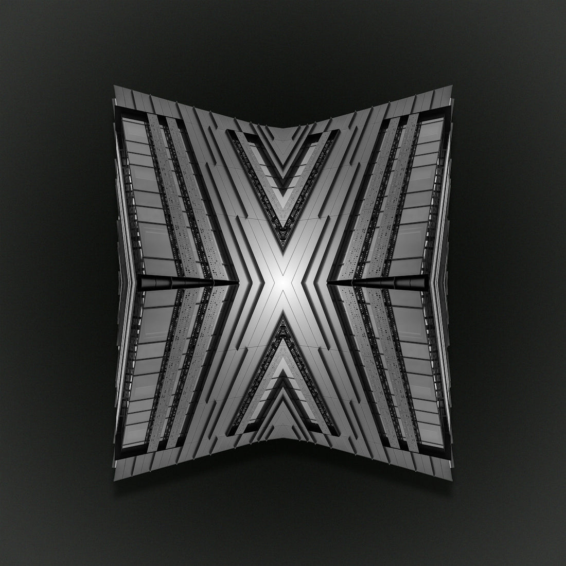 A symmetrically distorted architectural view.